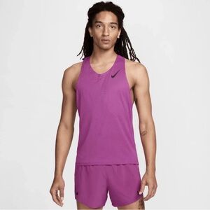 Men Nike Aeroswift Dri-Fit ADV Running Singlet Hot Fuchsia FN4231-518 Size L